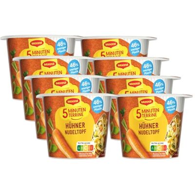 Maggi 5 Minuten Terrine Hühner Nudeltopf, leckeres Fertiggericht, Instant-Nudeln, mit Huhn, 8er Pack (8 x 41g) Maggi 5 Minuten Terrine Hühner Nudeltopf, leckeres Fertiggericht, Instant-Nudeln, mit Huhn, 8er Pack (8 x 41g)