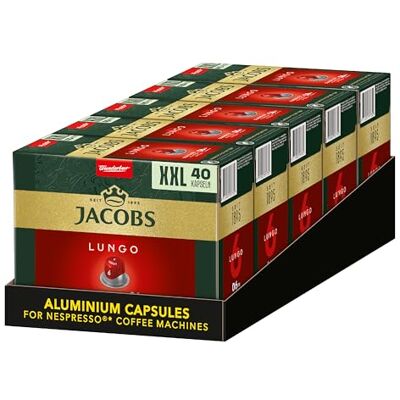 Jacobs Kaffeekapseln Lungo Classico, Megapack XXL, Intensität 6/12, 5 x 40 Getränke, Nespresso* kompatible Kaffee Kapseln, 200 Kapseln Jacobs Kaffeekapseln Lungo Classico, Megapack XXL, Intensität 6/12, 5 x 40 Getränke, Nespresso* kompatible Kaffee Kapseln, 200 Kapseln