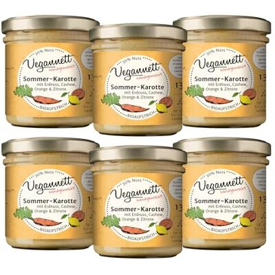 Vegannett Bio Brotaufstrich 6x 135g Sommer-Karotte mit Cashew und Erdnuss vegan, glutenfrei, laktosefrei und „ohne Zuckerzusatz“ enthält von Natur aus Zucker Vegannett Bio Brotaufstrich 6x 135g Sommer-Karotte mit Cashew und Erdnuss vegan, glutenfrei, laktosefrei und „ohne Zuckerzusatz“ enthält von Natur aus Zucker
