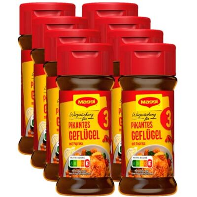 Maggi Würzmischung 3 für pikantes Geflügel, 8er Pack (8 x 65g) Würzmittel, süß-pikantes Paprika Hähnchen Gewürz Maggi Würzmischung 3 für pikantes Geflügel, 8er Pack (8 x 65g) Würzmittel, süß-pikantes Paprika Hähnchen Gewürz