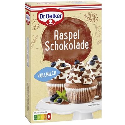 Dr. Oetker Raspelschokolade Vollmilch, 5 x 100 g, geraspelte Vollmilchschokolade, zum Verfeinern und Dekorieren von Torten, Eis & Desserts Dr. Oetker Raspelschokolade Vollmilch, 5 x 100 g, geraspelte Vollmilchschokolade, zum Verfeinern und Dekorieren von Torten, Eis & Desserts