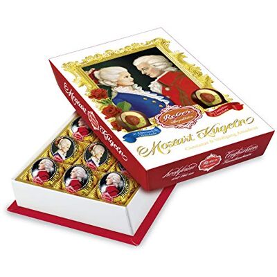 Reber Wolfgang & Constanze Mozart-Kugeln Barock, 15er Packung, Kugeln aus Zartbitter- Alpenmilch-Schokolade, Gefüllt mit Pistazien, Marzipan, Mandeln, Haselnuss-Nougat, 300g (15 Stück) Reber Wolfgang & Constanze Mozart-Kugeln Barock, 15er Packung, Kugeln aus Zartbitter- Alpenmilch-Schokolade, Gefüllt mit Pistazien, Marzipan, Mandeln, Haselnuss-Nougat, 300g (15 Stück)