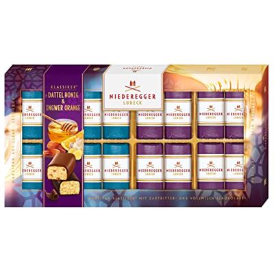 Niederegger Marzipan Winter-Klassiker 1x 200g Sorten Dattel-Honig & Ingwer-Orange Umhüllt von Zartbitter- und Vollmilch-Schokolade Marzipan in winterlichen Geschmacksrichtungen Niederegger Marzipan Winter-Klassiker 1x 200g Sorten Dattel-Honig & Ingwer-Orange Umhüllt von Zartbitter- und Vollmilch-Schokolade Marzipan in winterlichen Geschmacksrichtungen