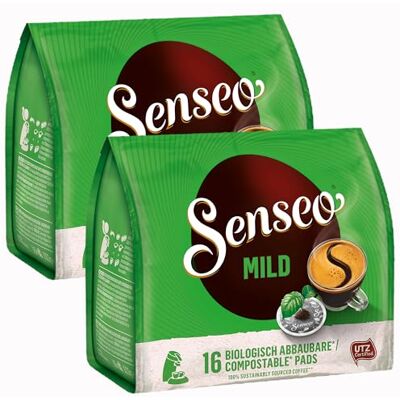 Senseo Kaffeepads Mild, Feiner und Samtweicher Geschmack, Kaffee, neues Design, 2er Pack, 2 x 16 Pads Senseo Kaffeepads Mild, Feiner und Samtweicher Geschmack, Kaffee, neues Design, 2er Pack, 2 x 16 Pads