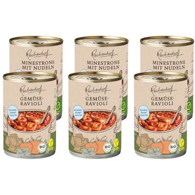 NABIO Reichenhof I Bio-Fertiggerichte 6er Box Italien I 3x Ravioli (3x 400g) und 3x Minestrone mit Nudeln (3x 400g) NABIO Reichenhof I Bio-Fertiggerichte 6er Box Italien I 3x Ravioli (3x 400g) und 3x Minestrone mit Nudeln (3x 400g)