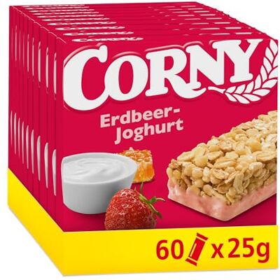 Corny Müsliriegel Erdbeer-Joghurt Erdbeere & Joghurt 60 x 25 g Super Snack für Schule, Büro, Freizeit & zwischendurch Wertvolles Getreide Ohne Farb- & Konservierungsstoffe Vorratspack Corny Müsliriegel Erdbeer-Joghurt Erdbeere & Joghurt 60 x 25 g Super Snack für Schule, Büro, Freizeit & zwischendurch Wertvolles Getreide Ohne Farb- & Konservierungsstoffe Vorratspack