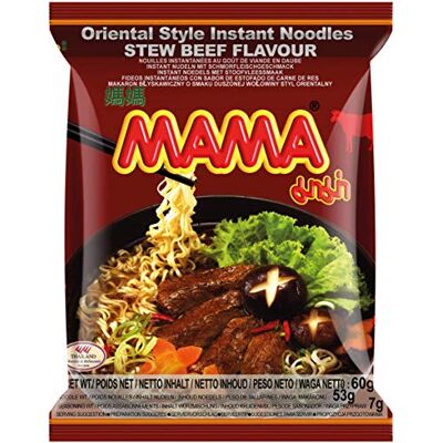 MAMA Instantnudeln mit dem Geschmack von geschmortem Rindfleisch – Instantnudelsuppe orientalischer Art – Authentisch thailändisch kochen – 24 x 60 g MAMA Instantnudeln mit dem Geschmack von geschmortem Rindfleisch – Instantnudelsuppe orientalischer Art – Authentisch thailändisch kochen – 24 x 60 g