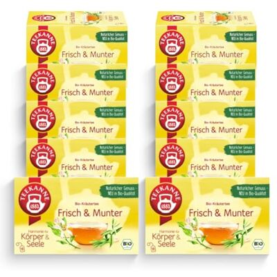 TEEKANNE Frisch & Munter Bio-Kräutertee, 10 Packungen x 18 Beutel (10x 36g) TEEKANNE Frisch & Munter Bio-Kräutertee, 10 Packungen x 18 Beutel (10x 36g)