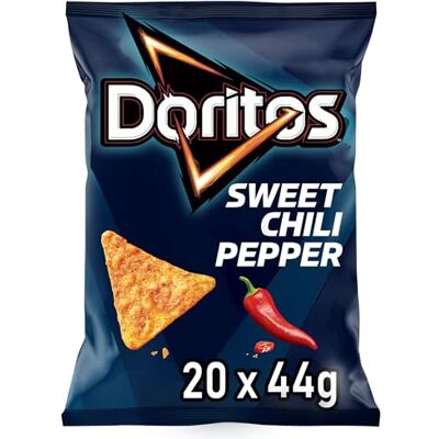 Doritos Sweet Chili Pepper Tortilla Nachos mit süßem Chili-Geschmack Herzhafter Snack zum Knabbern aus Mais (20 x 44g) Doritos Sweet Chili Pepper Tortilla Nachos mit süßem Chili-Geschmack Herzhafter Snack zum Knabbern aus Mais (20 x 44g)