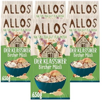 Allos Bircher Müsli ohne Zucker Bio Früchtemüsli vegan 6 x 650g Allos Bircher Müsli ohne Zucker Bio Früchtemüsli vegan 6 x 650g