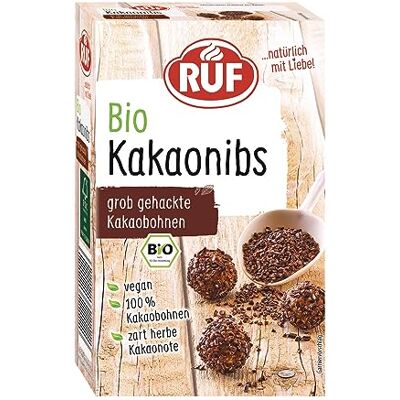 RUF Bio Kakao Nibs, 100% grob gehackte Kakao-Bohnen, mit zart herber Kakao-Note, vegan & in Bio-Qualität, als Topping für Bowls & Desserts, 1 x 150g RUF Bio Kakao Nibs, 100% grob gehackte Kakao-Bohnen, mit zart herber Kakao-Note, vegan & in Bio-Qualität, als Topping für Bowls & Desserts, 1 x 150g
