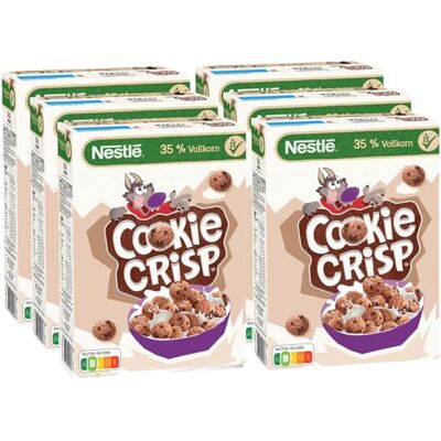 Nestlé Cookie Crisp, Cerealien mit Vollkorn in Keksform als Kinderfrühstück, 6er Pack (6x375g) Nestlé Cookie Crisp, Cerealien mit Vollkorn in Keksform als Kinderfrühstück, 6er Pack (6x375g)
