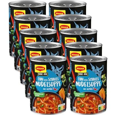 Maggi Magic Asia Thai Style scharfe Nudelsuppe, leckeres vegetarisches Fertiggericht mit Gemüse, 10erPack (10 x 400g) Maggi Magic Asia Thai Style scharfe Nudelsuppe, leckeres vegetarisches Fertiggericht mit Gemüse, 10erPack (10 x 400g)