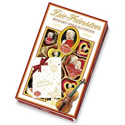Reber Mozart Spezialitäten Die Feinsten, Weihnachts-Edition, Mozart-Kugeln, Constanze-Kugeln, Pastete, Mozart Herz'l, Ideales Weihnachtspräsent, 12er-Packung Reber Mozart Spezialitäten Die Feinsten, Weihnachts-Edition, Mozart-Kugeln, Constanze-Kugeln, Pastete, Mozart Herz'l, Ideales Weihnachtspräsent, 12er-Packung
