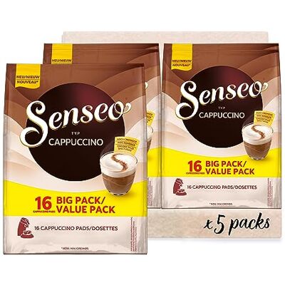 Senseo Pads Cappuccino, Vorratspackung, 5 x 16 Getränke, 80 Kaffeepads Senseo Pads Cappuccino, Vorratspackung, 5 x 16 Getränke, 80 Kaffeepads