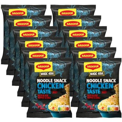 Maggi Magic Asia Instant Nudel Snack Huhn, asiatisches Fertiggericht, 12er Pack (12 x 65g) Maggi Magic Asia Instant Nudel Snack Huhn, asiatisches Fertiggericht, 12er Pack (12 x 65g)