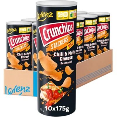 Lorenz Snack World LORENZ Crunchips Stackers Chili & Melty Cheese 10 x 175 g glutenfrei Lorenz Snack World LORENZ Crunchips Stackers Chili & Melty Cheese 10 x 175 g glutenfrei