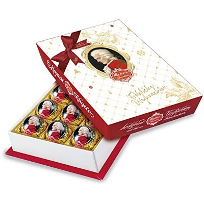 Reber Mozart-Barock – 15er Packung in der Weihnachts-Edition – Echte Mozart-Kugeln aus Zartbitter-Schokolade, Marzipan und Nougat Reber Mozart-Barock – 15er Packung in der Weihnachts-Edition – Echte Mozart-Kugeln aus Zartbitter-Schokolade, Marzipan und Nougat