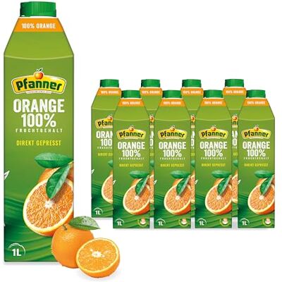 Pfanner 100% Orange Direktsaft mit Fruchtfleisch (8 x 1 l) – Saft aus direkt gepressten Orangen – 100% Fruchtsaft ohne Zuckerzusatz – im Vorratspack Pfanner 100% Orange Direktsaft mit Fruchtfleisch (8 x 1 l) – Saft aus direkt gepressten Orangen – 100% Fruchtsaft ohne Zuckerzusatz – im Vorratspack