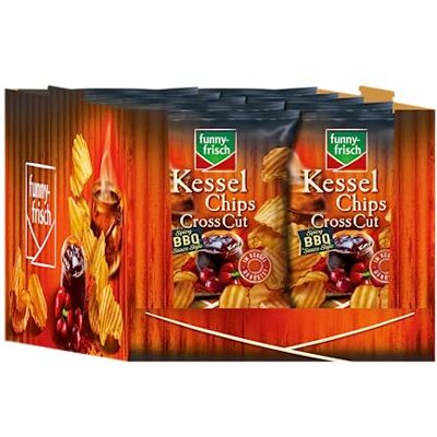 Funny-Frisch Kessel Chips Cross Cut Spicy BBQ-Sauce Style 10x120g Funny-Frisch Kessel Chips Cross Cut Spicy BBQ-Sauce Style 10x120g