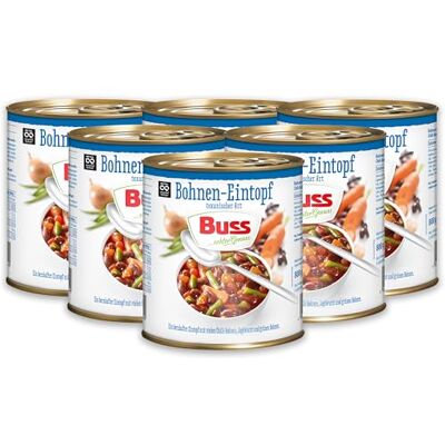 Buss Klassischer Bohneneintopf texanischer Art, Pikanter Suppentopf, 6x800g Buss Klassischer Bohneneintopf texanischer Art, Pikanter Suppentopf, 6x800g