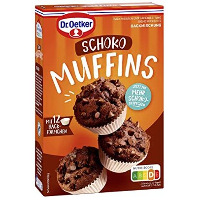 Dr. Oetker Muffins Schoko, 4 x 335 g, Backmischung für Rührteig mit Schokotropfen, zum Zubereiten von 12 schokoladigen Muffins, inkl. Papierbackförmchen Dr. Oetker Muffins Schoko, 4 x 335 g, Backmischung für Rührteig mit Schokotropfen, zum Zubereiten von 12 schokoladigen Muffins, inkl. Papierbackförmchen