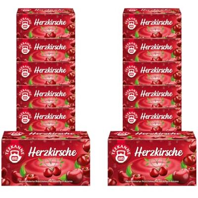 TEEKANNE Herzkirsche – Fruchtiger Tee mit intensivem Kirschgeschmack – Aromatisierter Früchtetee mit Apfel & Hibiskus – Süß, frisch & sommerlich – Heiß oder kalt genießen 12er Pack (12x45g) TEEKANNE Herzkirsche – Fruchtiger Tee mit intensivem Kirschgeschmack – Aromatisierter Früchtetee mit Apfel & Hibiskus – Süß, frisch & sommerlich – Heiß oder kalt genießen 12er Pack (12x45g)