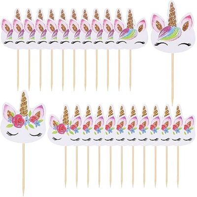 Deolven Einhorn Tortendeko, 24 Pcs Tortendeko für Cupcake und Muffin, Regenbogen-Einhorn Topper für Geburtstags- und Kuchendeko, Stil 1 Deolven Einhorn Tortendeko, 24 Pcs Tortendeko für Cupcake und Muffin, Regenbogen-Einhorn Topper für Geburtstags- und Kuchendeko, Stil 1