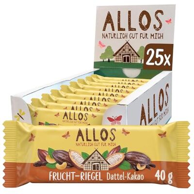 Allos Fruchtriegel Dattel Kakao Bio Energieriegel 25 x 40g Allos Fruchtriegel Dattel Kakao Bio Energieriegel 25 x 40g