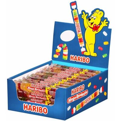 HARIBO Mega-Roulette Fruchtgummi Box mit 40 x 45g Rollen HARIBO Mega-Roulette Fruchtgummi Box mit 40 x 45g Rollen