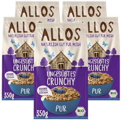 Allos Crunchy Pur ungesüßt Bio Knuspermüsli vegan 5 x 350g Knuspermüsli ohne Zuckerzusatz mit Haferflocken & Vollkorn vegan Allos Crunchy Pur ungesüßt Bio Knuspermüsli vegan 5 x 350g Knuspermüsli ohne Zuckerzusatz mit Haferflocken & Vollkorn vegan