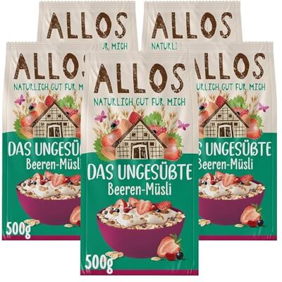 Allos Das Ungesüßte Beeren-Müsli Bio Müsli Getrocknete Beeren Müsli Haferflocken Frühstückscerealien vegan 5er Pack (5 x 500g), 1 Stück (5er Pack) Allos Das Ungesüßte Beeren-Müsli Bio Müsli Getrocknete Beeren Müsli Haferflocken Frühstückscerealien vegan 5er Pack (5 x 500g), 1 Stück (5er Pack)