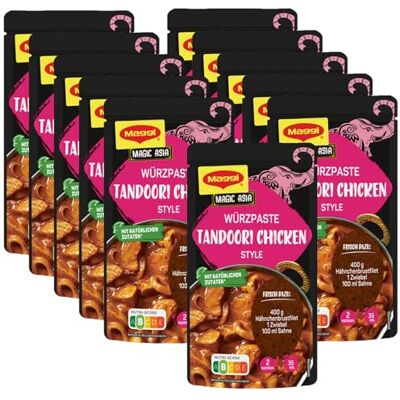 Maggi Magic Asia Würzpaste für Tandoori Chicken Style, pastöse Würzmischung/Fix zur Zubereitung eines indischen Fleischgerichts, 11er Pack (11 x 65g) Maggi Magic Asia Würzpaste für Tandoori Chicken Style, pastöse Würzmischung/Fix zur Zubereitung eines indischen Fleischgerichts, 11er Pack (11 x 65g)
