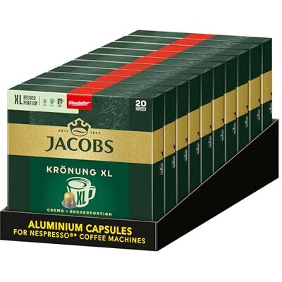 Jacobs Kaffeekapseln Krönung Crema XL, 200 Nespresso®* kompatible Kapseln, 10 x 20 Getränke Jacobs Kaffeekapseln Krönung Crema XL, 200 Nespresso®* kompatible Kapseln, 10 x 20 Getränke
