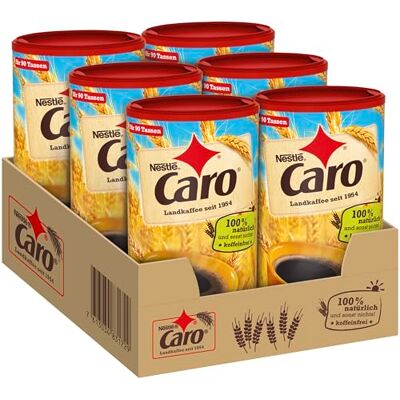 Nestlé CARO Landkaffee, 6er Pack (6 x 200g) Lösliches Pulver aus Gerste, Gerstenmalz, Zichorie und Roggen, koffeinfrei Nestlé CARO Landkaffee, 6er Pack (6 x 200g) Lösliches Pulver aus Gerste, Gerstenmalz, Zichorie und Roggen, koffeinfrei