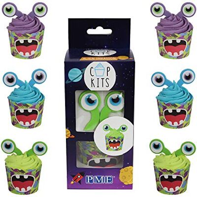 PME Cupcake-Dekorationsset mit essbaren Aufsätzen, Alien-Invasion PME Cupcake-Dekorationsset mit essbaren Aufsätzen, Alien-Invasion