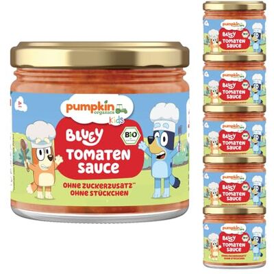 Pumpkin Organics Bluey Bio Tomatensauce Kids (6er Pack) Nudelsauce für Kinder (3+ Jahre) schnelle Zubereitung Tomatensauce ohne Zusatzstoffe mit Gemüse rein pflanzlich von Pumpkin Organics Bluey Bio Tomatensauce Kids (6er Pack) Nudelsauce für Kinder (3+ Jahre) schnelle Zubereitung Tomatensauce ohne Zusatzstoffe mit Gemüse rein pflanzlich von