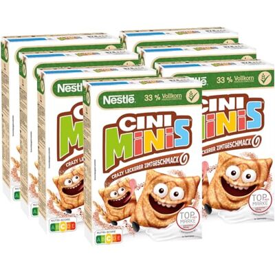 Nestlé CINI MINIS, Zimt Müsli, 37% vitales Vollkorn, Mit Vitaminen, Calcium und Eisen, Krunchy Knusper Flakes, 7er Pack (7x375g) Nestlé CINI MINIS, Zimt Müsli, 37% vitales Vollkorn, Mit Vitaminen, Calcium und Eisen, Krunchy Knusper Flakes, 7er Pack (7x375g)
