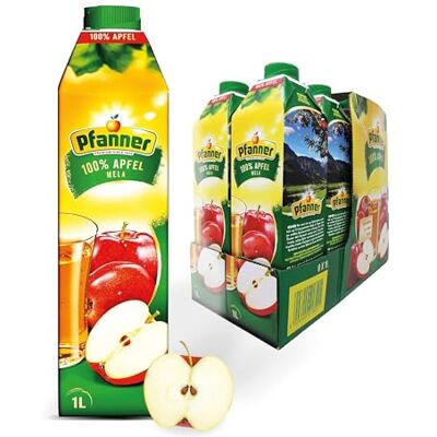 Pfanner 100% Apfelsaft (8 x 1 l) – vitaminreicher Saft aus Apfel – säuerlich-süßes Fruchtgetränk im Vorratspack – ohne Zuckerzusatz Pfanner 100% Apfelsaft (8 x 1 l) – vitaminreicher Saft aus Apfel – säuerlich-süßes Fruchtgetränk im Vorratspack – ohne Zuckerzusatz