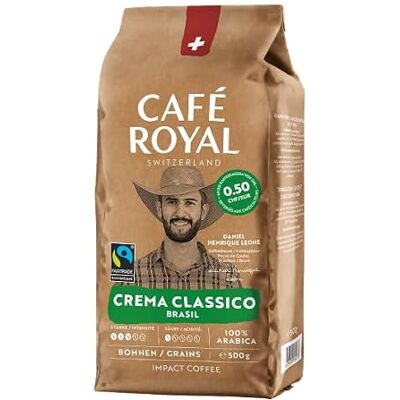 Café Royal Crema Classico Brasilien – 500 g Bohnen, Int. 3/5, Fairtrade Café Royal Crema Classico Brasilien – 500 g Bohnen, Int. 3/5, Fairtrade