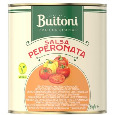Buitoni Professional Salsa Peperonata, fertige Tomatensauce, 3kg Dose Fertige Tomatensauce mit sonnengereiften Tomaten und gelber Paprika, leicht gewürzt, ideal für Pasta, Fleisch und Pizza Buitoni Professional Salsa Peperonata, fertige Tomatensauce, 3kg Dose Fertige Tomatensauce mit sonnengereiften Tomaten und gelber Paprika, leicht gewürzt, ideal für Pasta, Fleisch und Pizza