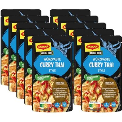 Maggi Magic Asia Würzpaste für Curry Thai Style, pastöse Würzmischung/Fix zur Zubereitung eines leckeren asiatisches Currys, 10er Pack (10 x 65g) Maggi Magic Asia Würzpaste für Curry Thai Style, pastöse Würzmischung/Fix zur Zubereitung eines leckeren asiatisches Currys, 10er Pack (10 x 65g)
