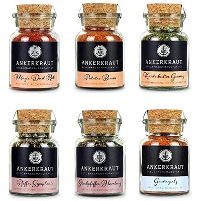 Ankerkraut Grill Set 6 Gewürze, das BBQ Starter-Set für leidenschaftliche Griller und Grillerinnen, Geschenke für Männer und Frauen, 6 Gewürzgläser enthalten Ankerkraut Grill Set 6 Gewürze, das BBQ Starter-Set für leidenschaftliche Griller und Grillerinnen, Geschenke für Männer und Frauen, 6 Gewürzgläser enthalten