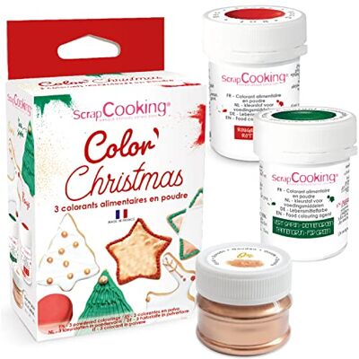 ScrapCooking 3er-Set Lebensmittelfarben Pulver Weihnachten Rot Grün Gold Essbare Lebensmittel-Farben für Backen, Torten, Kekse, Kuchen, Teigen, Fondant Weihnachtdeko 4018 ScrapCooking 3er-Set Lebensmittelfarben Pulver Weihnachten Rot Grün Gold Essbare Lebensmittel-Farben für Backen, Torten, Kekse, Kuchen, Teigen, Fondant Weihnachtdeko 4018