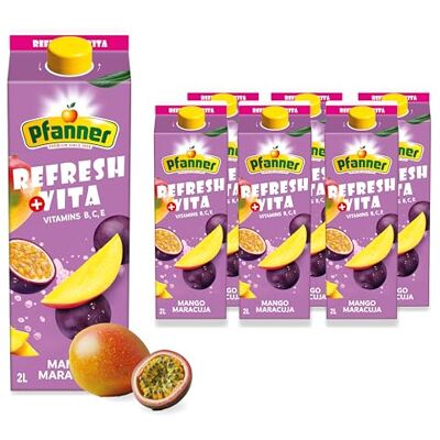 Pfanner Refresh + Vita Mango Maracuja Fruchtgetränk (6 x 2 l) 10% Fruchtgehalt – exotisches Getränk im Vorratspack – mit Vitamin B, C und E Pfanner Refresh + Vita Mango Maracuja Fruchtgetränk (6 x 2 l) 10% Fruchtgehalt – exotisches Getränk im Vorratspack – mit Vitamin B, C und E