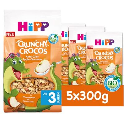 HiPP Bio Crunchy Crocos Apfel-Zimt Müesli (5 x 300g), Kinder Frühstücksmüsli, Knuspermüsli mit getrockneten Äpfeln und Zimt, mit Tapiokasirup gesüßt, ab 3 Jahren HiPP Bio Crunchy Crocos Apfel-Zimt Müesli (5 x 300g), Kinder Frühstücksmüsli, Knuspermüsli mit getrockneten Äpfeln und Zimt, mit Tapiokasirup gesüßt, ab 3 Jahren