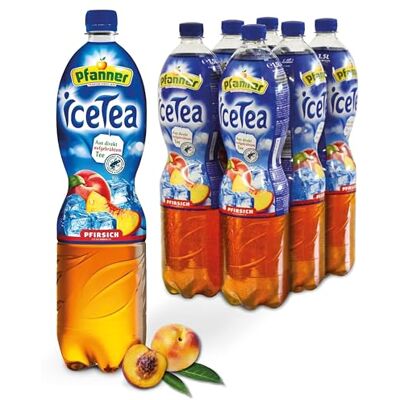 Pfanner Eistee Pfirsich – 6 x 1,5 l Vorratspack direkt aufgebrühter Tee mit Pfirsichsaft – Ice Tea Flaschen Pfanner Eistee Pfirsich – 6 x 1,5 l Vorratspack direkt aufgebrühter Tee mit Pfirsichsaft – Ice Tea Flaschen