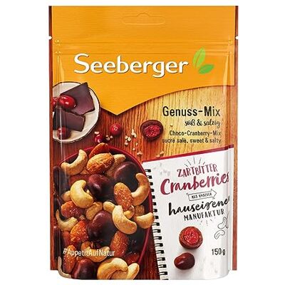Seeberger Genuss-Mix 12er Pack, Knackige Mischung aus Cashewkernen, Mandeln und fruchtigen, schokolierten Cranberries süß & salzig glutenfrei, vegetarisch (12 x 150 g) Seeberger Genuss-Mix 12er Pack, Knackige Mischung aus Cashewkernen, Mandeln und fruchtigen, schokolierten Cranberries süß & salzig glutenfrei, vegetarisch (12 x 150 g)