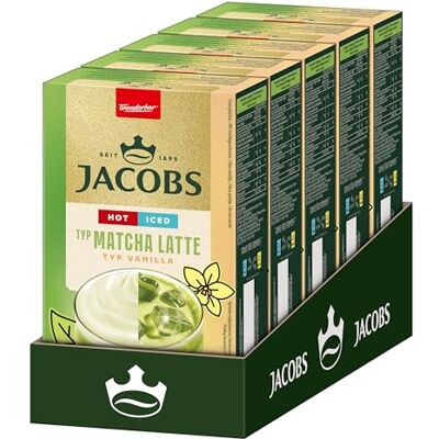 Jacobs Type Matcha Latte Vanilla, Beverage Powder Sticks, 5 x 8 Sticks Jacobs Type Matcha Latte Vanilla, Beverage Powder Sticks, 5 x 8 Sticks