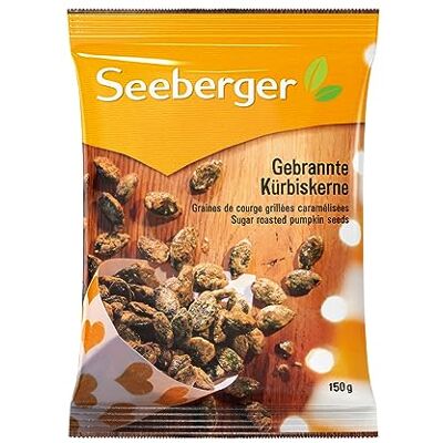 Seeberger Gebrannte Kürbiskerne 12er Pack: Karamellisierte knackige Kerne zum Knabbern oder als süßes Topping intensive Aromen glutenfrei, vegan (12 x 150 g) Seeberger Gebrannte Kürbiskerne 12er Pack: Karamellisierte knackige Kerne zum Knabbern oder als süßes Topping intensive Aromen glutenfrei, vegan (12 x 150 g)